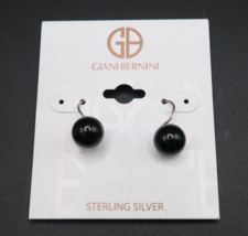 Vintage Giani Bernini Sterling Silver Onyx Bead Dangle Earrings - £9.46 GBP
