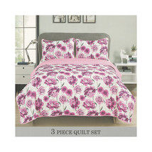 Pink Floral Bedspread Set   Shades of Pink Flowers Full/Queen &amp; King Size - £49.08 GBP