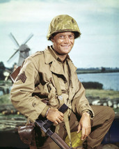 Combat! Vic Morrow in uniform holding gun by windmill 8x10 Photo - £7.62 GBP