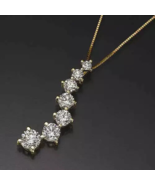 2 CT Coupe Ronde Véritable Moissanite Voyage Pendentif 14K or Jaune Plaq... - $88.84 CAD