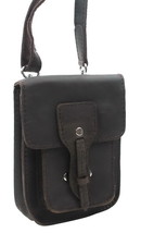 Vagarant Traveler 7 in. Cowhide Leather Slim Sling Bag/Waist Bag LH15.DB - $58.00