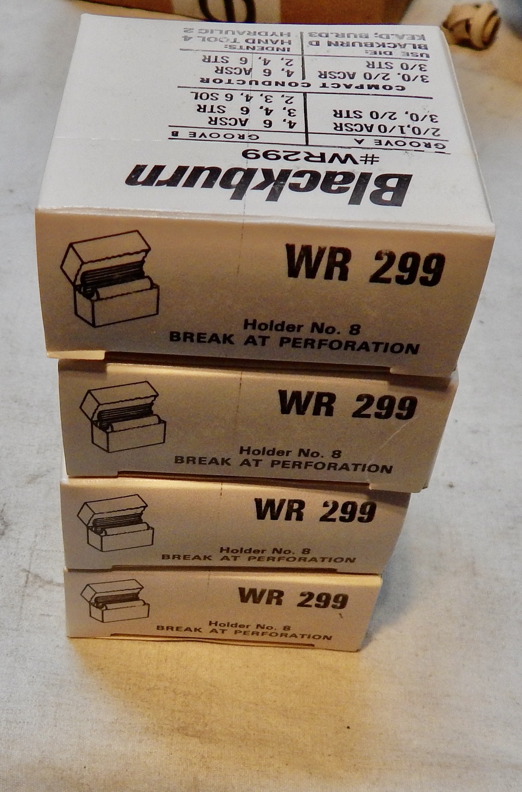 Blackburn WR299 Compress H Tap Conn 4ea 2/0 to 3/0 4 to6 ACSR Prefilled ... - $18.99