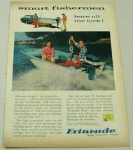 1957 Print Ad Evinrude Outboard Motors Happy Couple Fish in Fiber Craft Boat - £9.25 GBP