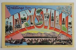 Marysville California Large Letter Pictorial Curt Teich Postcard S20 - $4.95