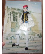 Greek Man Native Costume Silk Embroidery Isabel 5-Evzon Postcard  - $15.99