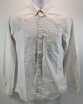 MS) Men&#39;s Uniqlo White Spotted Button Up Casual Long Sleeve Shirt XS - $19.79