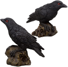 2PCS Resin Fake Crow Raven Statue Black Bird Model Halloween Decor Crow ... - £11.90 GBP