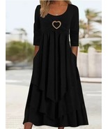 Plus Size Flattering Warm Long Sleeve Dress with Romantic Heart Detail S... - $418.86 MXN