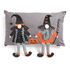 Witch Halloween Throw Pillow 16x28 Dangle Legs Spooky Isaac Mizrahi Home Decor - £23.69 GBP