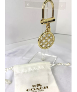 New Coach  Key Chain Gold Pave Crystals Circle  Signature Purse Charm  9... - $79.19