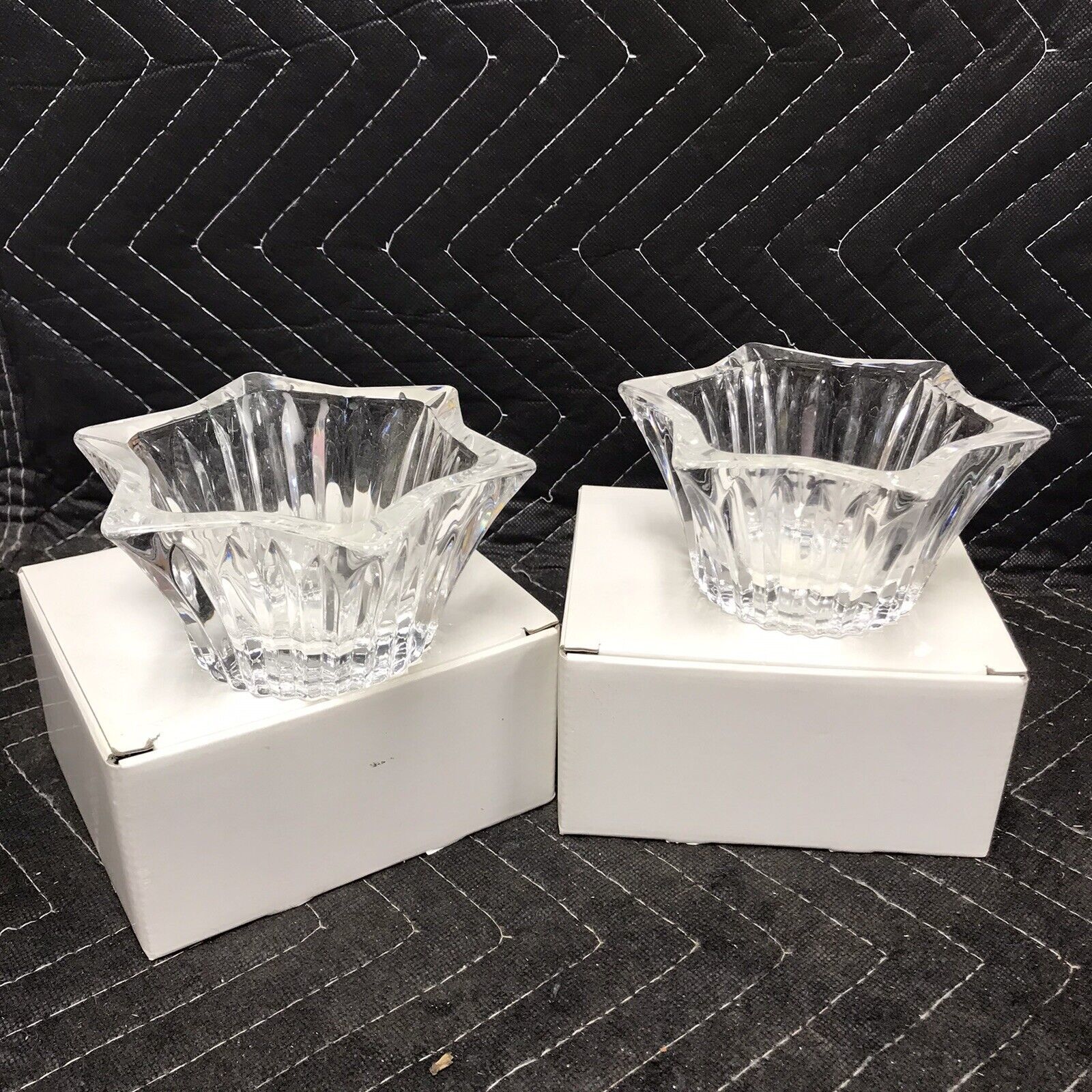 Primary image for Mikasa Diamond Fire 5” Votive Pair w/ Boxes Made In Japan Great Condition