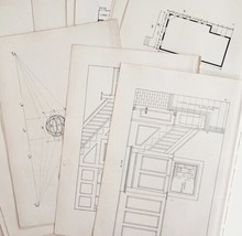 Architecture Geometric Plan Example Lot Of 22 Art 1900 Victorian Prints DWW3F - $24.99