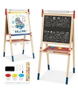 All-in-One Wooden Height Adjustable Kid&#39;s Art Easel with Magnetic Sticke... - $119.03 CAD