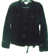 Ann Taylor LOFT Petites Black Corduroy Military Style Jacket w/Belt Size 6P - £35.83 GBP