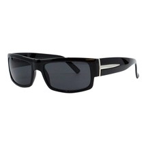 Men&#39;s Sunglasses Small Narrow Rectangular Frame Black Silver UV400 - £9.91 GBP