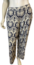 Solitaire Blue and Off White Floral Print Pants Size M - $263.26 MXN