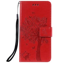 Anymob Huawei Phone Case Red Tree Print Flip Leather Wallet Phone Cover - £23.01 GBP