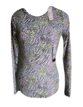 No Boundaries Stretch Ribbed Gray/Yellow Animal Print Long Sleeve Top ~XS~ - £6.86 GBP