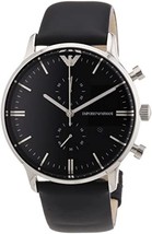 Emporio Armani AR0397 Chronograph black Leather Mens Watch - £132.01 GBP