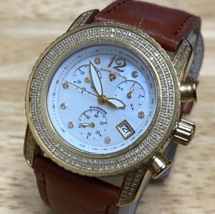 Swiss Legend Watch Diamonds Women Gold Tone Sapphire Chronograph New Bat... - $265.99