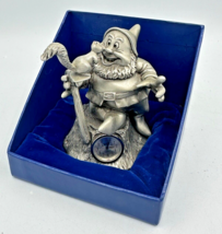 LINDEN Snow White Happy Dwarf Pewter Mini Figurine w/ Clock Ltd. Ed 5000 Disney - £34.79 GBP