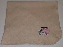 Zebra Tan Fleece Baby Blanket Lovey Security Thin Brown Black White Pink - £9.45 GBP