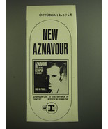 1968 Aznavour Live at the Olympia in Concert Album Advertisement - £14.55 GBP