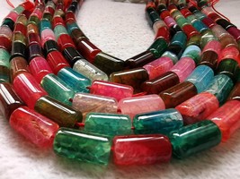 16x8mm Natural Dragons Vein agate Gemstone Cracked bar tube beads,column beads - - $9.99