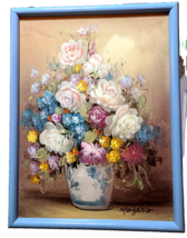 Oil On Canvas Original Framed Painting Flowers Signed Mayers 17x13 - £104.56 GBP