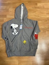 Peanuts Snoopy Women&#39;s Hooded Jacket Size Large Heather Charcoal Woodsto... - £25.96 GBP