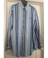 Ralph Lauren Men&#39;s Long Sleeve Button Down Shirt Blue Striped Classic Fi... - £22.80 GBP