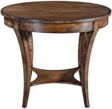 Center Table Holland Round Rustic Pecan Solid Wood Curved Tapered Legs Tier - £1,404.31 GBP