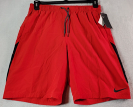 Nike Swim Trunk Short Mens Medium Red Polyester Pleated Front Pockets Drawstring - £23.80 GBP