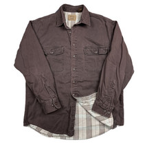 Vintage SJB Outdoors Flannel Lined Faded Dark Brown Work Shirt Jacket Sh... - £19.82 GBP