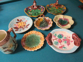 Antique Majolica Dishes Tray Squirrel Bird Tray George Jones Repro - $46.52+