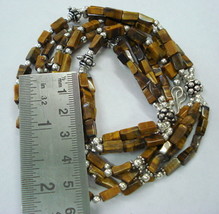 vintage tiger eye &amp; metal beads necklace from rajasthan india - $88.11