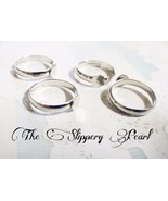 Silver Ring Blanks Adjustable Blank Rings Glue on Ring Settings Brass 5/10 - $4.96 CAD+