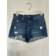 BP Womens Cut-Off Shorts Blue Distressed Frayed Dark Wash Stretch Denim ... - $12.19