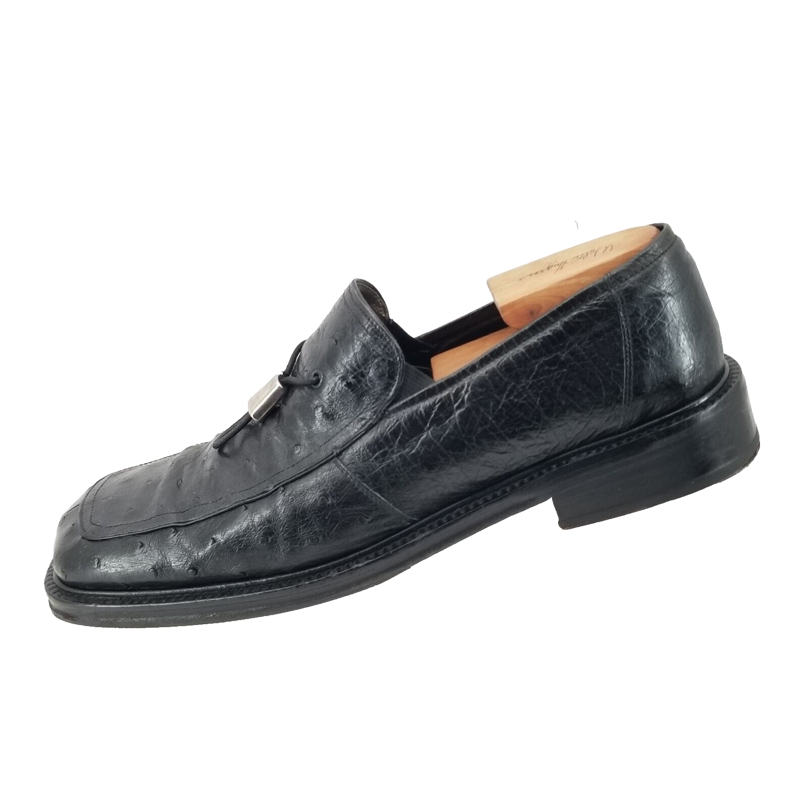 Mezlan Platinum Tuscany Mens Loafers Shoes Black Full Ostrich Quill sz 9.5M - $135.11