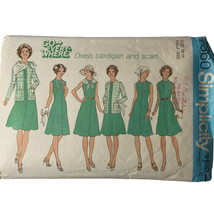 1976 Simplicity 7360 Pattern Misses Cardigan Dress Scarf 18.5 Linen Silk - $14.87