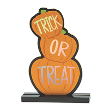 NEW Trick Or Treat Pumpkins Wooden Tabletop Sign Halloween Decoration 8.25 x 6&quot; - £3.96 GBP