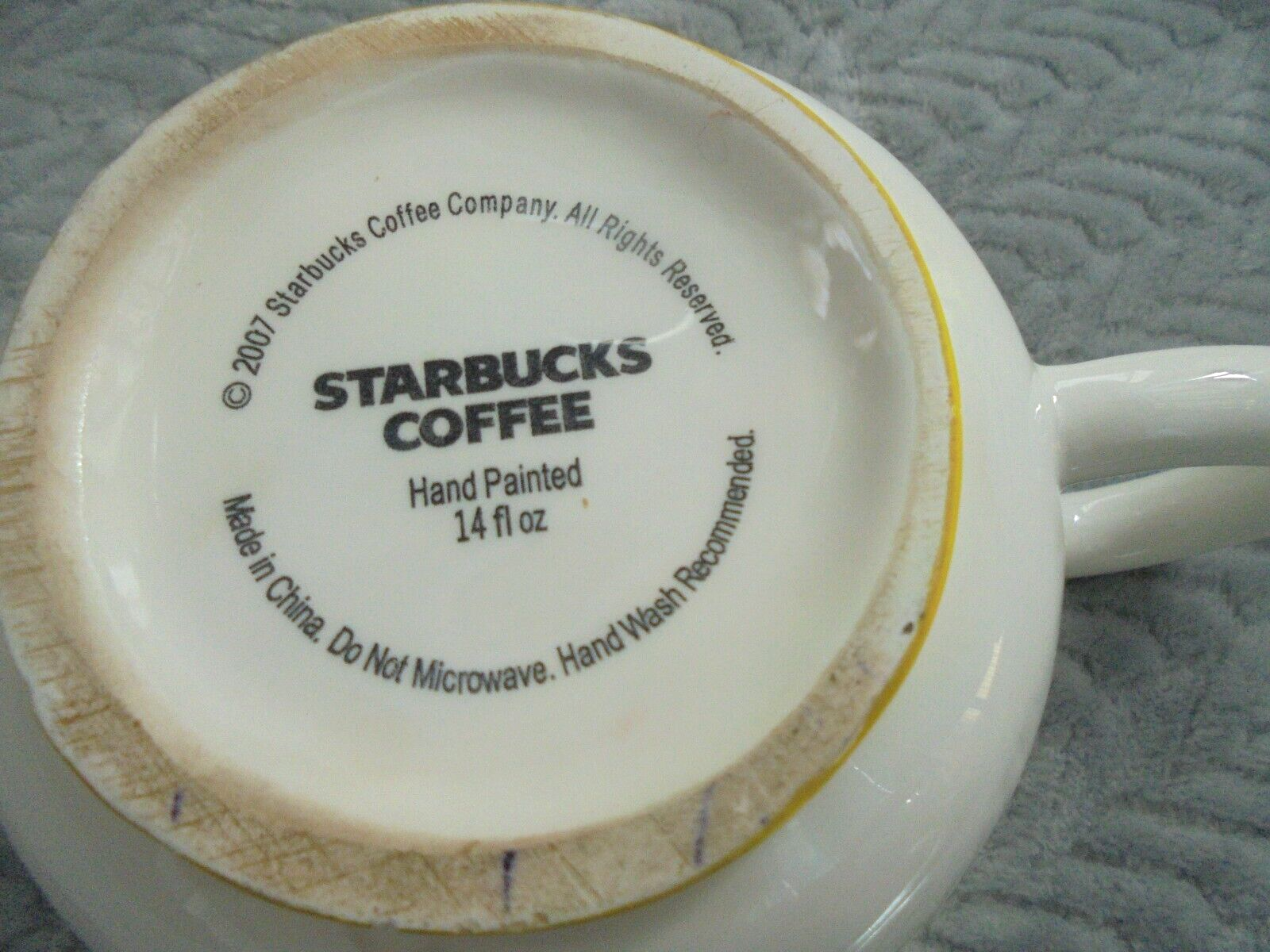 Starbucks 2007 White Yellow Starburst Flower Coffee Tea Mug Hand Painted RARE Item image 10