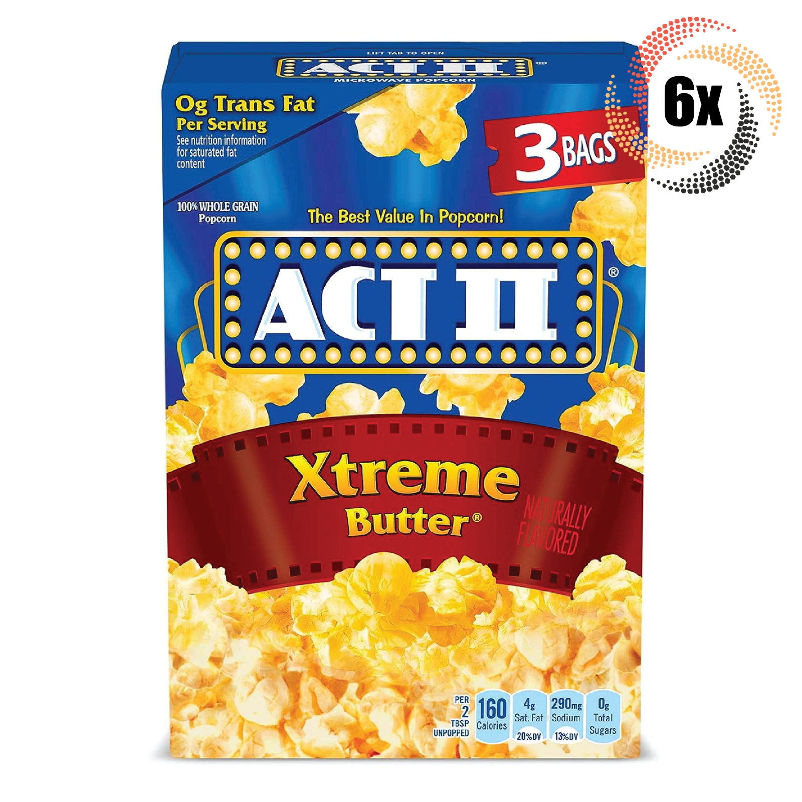 6x Packs Act II Xtreme Butter Microwave Popcorn | 3 Bags Per Pack ACT 2 - $29.59