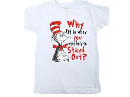 Cat in the Hat sayings shirt Why fit in when you can stand out kids shirt  - £12.54 GBP