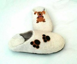 US 7 Wool slippers for women * Puppy * Handmade house shoes  - £29.42 GBP