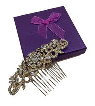 Girl Wedding Bridal Flower Hair Comb Pins Head Jewelry Accessories  1448R (Gold) - £12.65 GBP