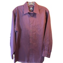 Stafford Men’s 15.5 32/33 Purple Long Sleeve Button Down Cotton Blend Shirt - $12.38
