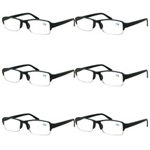 6 Packs Mens Unisex Rectangular Half Frame Reading Glasses Spring Hinge Readers - £10.94 GBP