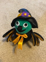Vintage Halloween Plush Green Spider In Witch Hat Soft Stuffed Toy Good Stuff - £10.96 GBP