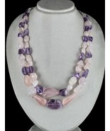 NATURAL AMETHYST ROSE QUARTZ POLISHED ROUGH BEADS 2 L 908 CTS GEMSTONE N... - $3,069.60 MXN